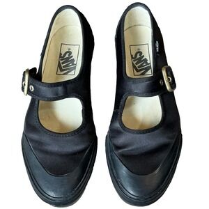 Vans Mary Jane Sneakers Ballerina Black Satin Retro Buckle Womens 6 UK 3.5 EU 36
